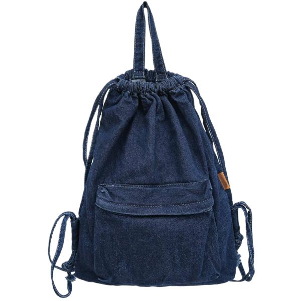 附图1_1761790340704.jpg Large Capacity Denim Drawstring Backpack