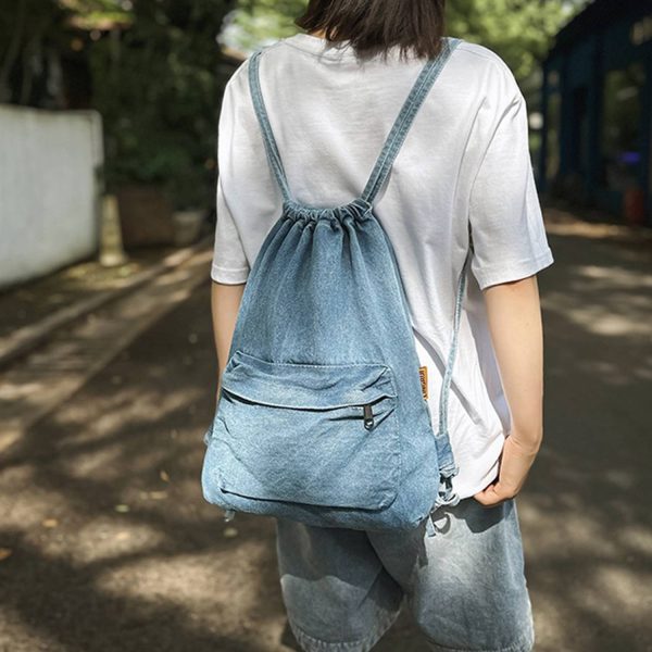 附图3_1761790361171.jpg Large Capacity Denim Drawstring Backpack