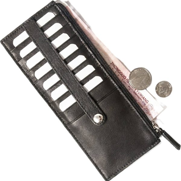 Long PU Leather Multi Card Slot Zipper Wallet