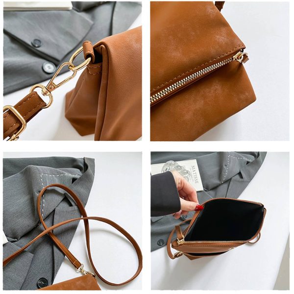 PU Leather Foldable Textured Crossbody Bag