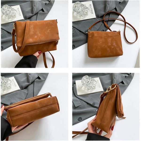 PU Leather Foldable Textured Crossbody Bag