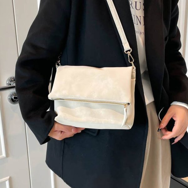 PU Leather Foldable Textured Crossbody Bag