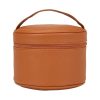 Portable Large-Capacity PU Leather Cylinder Makeup Bag