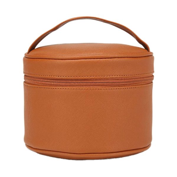Portable Large-Capacity PU Leather Cylinder Makeup Bag