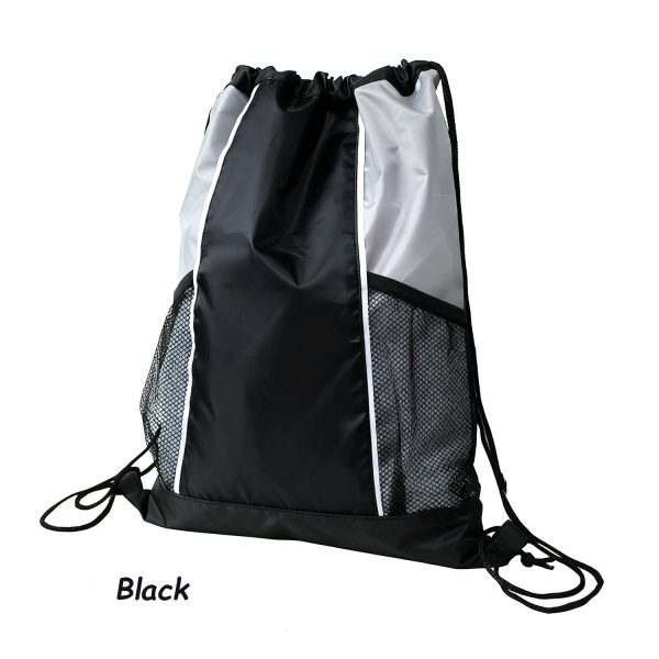Polyester Drawstring Sports Backpack w/ Mesh Pocket