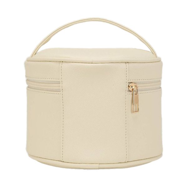 Portable Large-Capacity PU Leather Cylinder Makeup Bag