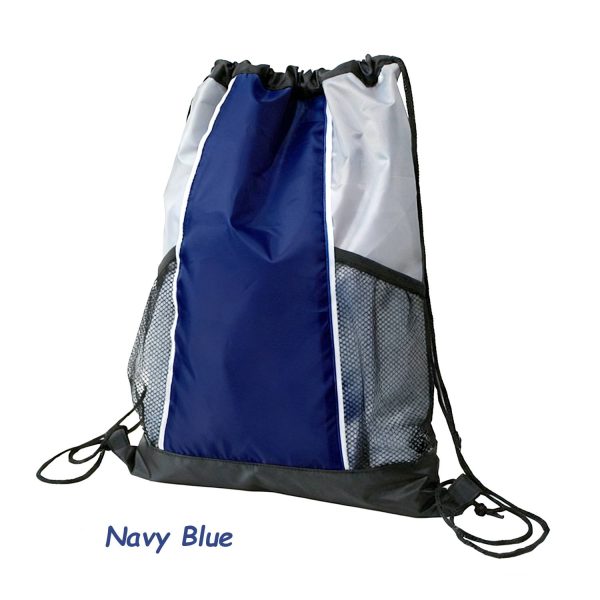 Polyester Drawstring Sports Backpack w/ Mesh Pocket