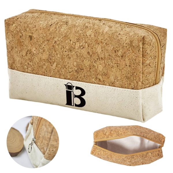 Canvas Cork Cosmetic Zipper Bag