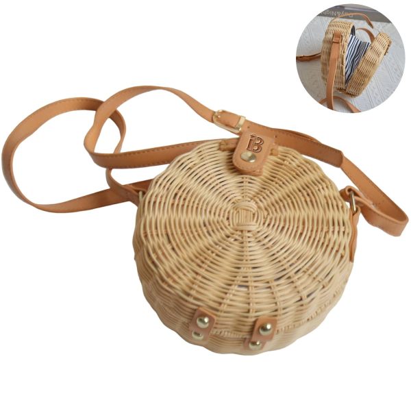 Handwoven Round Rattan Bag