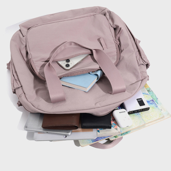 3-7_1777818934564.png Large Capacity Nylon Tote Backpack with Luggage Strap