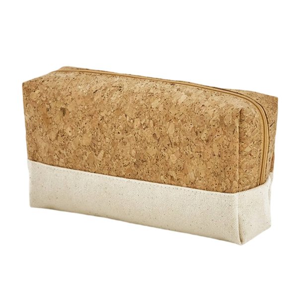 Canvas Cork Cosmetic Zipper Bag