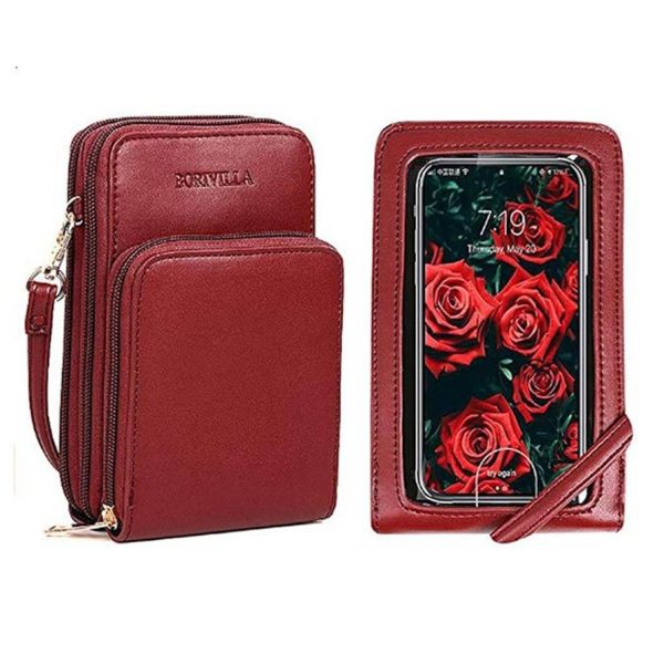 PU Leather Triple Layer Phone Crossbody Bag