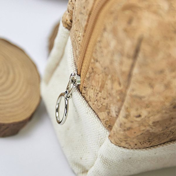 Canvas Cork Cosmetic Zipper Bag