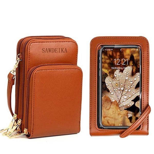 PU Leather Triple Layer Phone Crossbody Bag