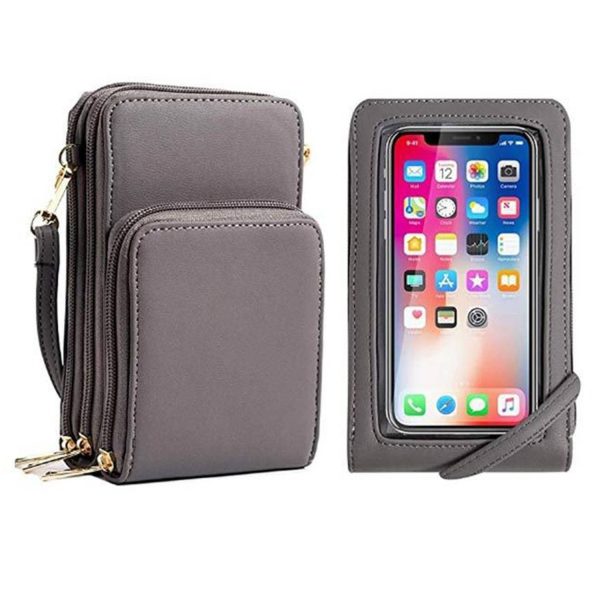 PU Leather Triple Layer Phone Crossbody Bag
