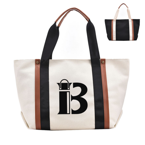 Classic Canvas Striped Tote Bag
