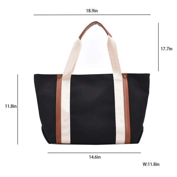 Classic Canvas Striped Tote Bag