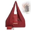 Foldable Nylon Shoulder Tote with Keychain Pouch