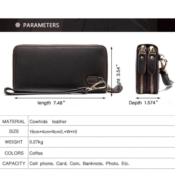 Classic Leather Long Dual-Zip Wallet
