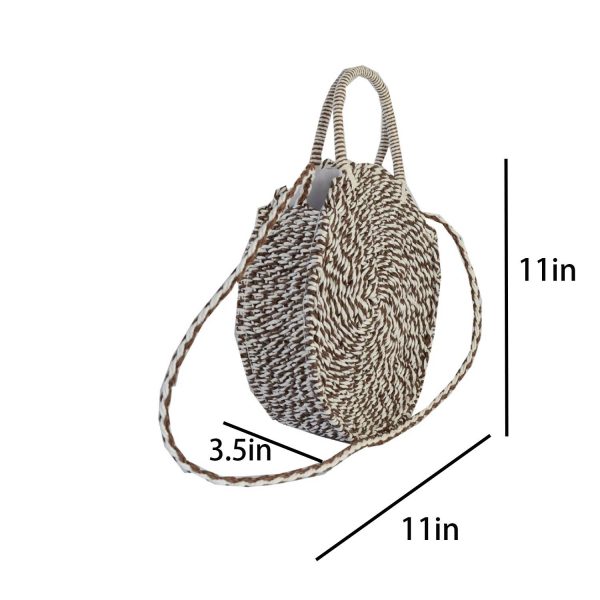 Retro Striped Round Straw Beach Bag​