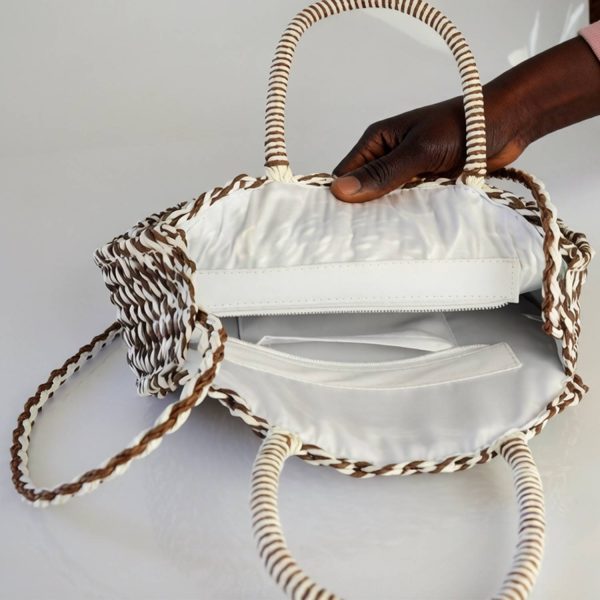 Retro Striped Round Straw Beach Bag​
