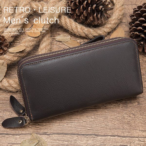 Classic Leather Long Dual-Zip Wallet
