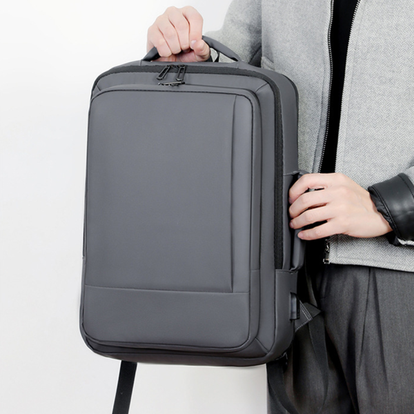 Waterproof Polyester Business Backpack w/ USB Port