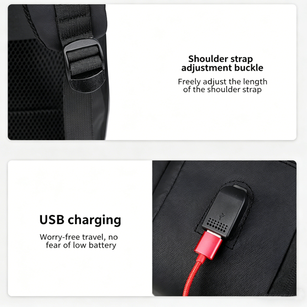 Waterproof Polyester Business Backpack w/ USB Port