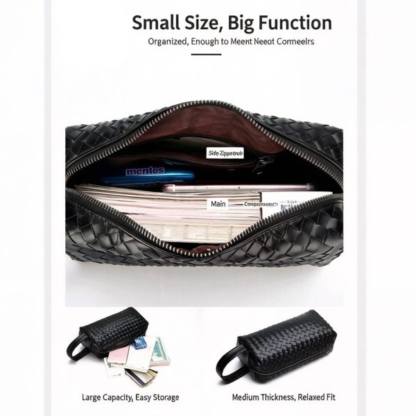 PU Leather Woven Travel Toiletry Bag