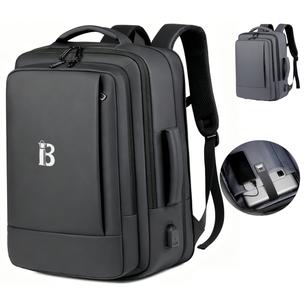 Waterproof Polyester Business Backpack w/ USB Port