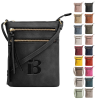 Multiple Zipper Pockets PU Leather Crossbody Bag