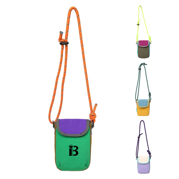 Nylon Phone Sling Bag W/ Rope Strap