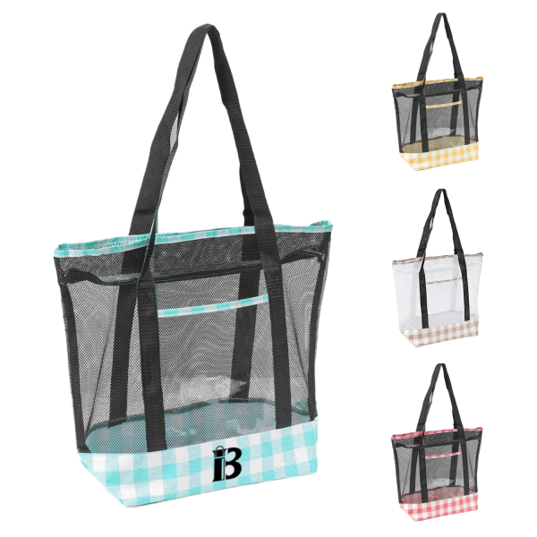 PVC Mesh Zipper Tote Beach Bag