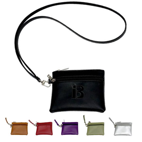 Women's PU Coin Purse Wallet with Detachable Lanyard Strap