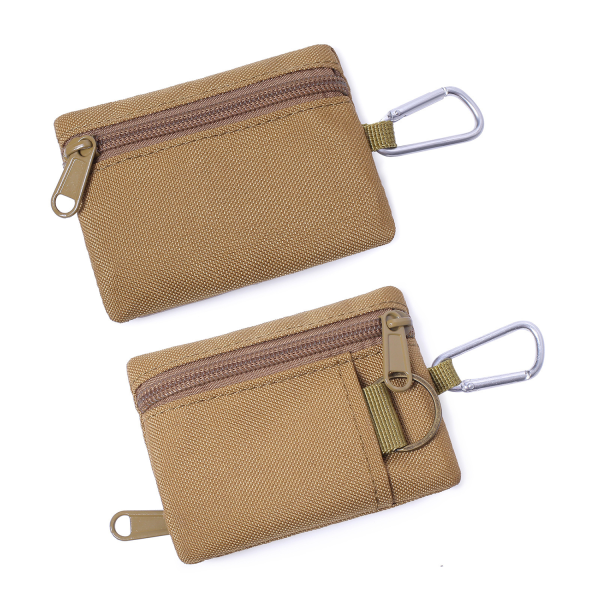 吊环小小包tan_1775552475199.png Outdoor Nylon Mini Wallet with Carabiner