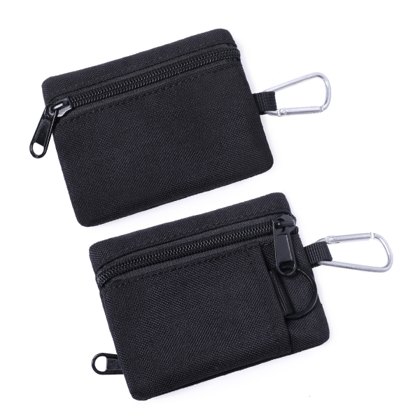 吊环小小包黑_1775552461872.png Outdoor Nylon Mini Wallet with Carabiner