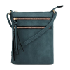Multiple Zipper Pockets PU Leather Crossbody Bag