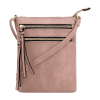 Multiple Zipper Pockets PU Leather Crossbody Bag
