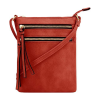 Multiple Zipper Pockets PU Leather Crossbody Bag