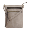 Multiple Zipper Pockets PU Leather Crossbody Bag
