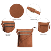 Multiple Zipper Pockets PU Leather Crossbody Bag