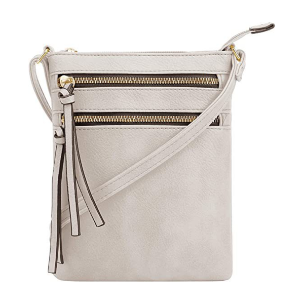 Multiple Zipper Pockets PU Leather Crossbody Bag