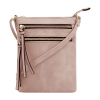 Multiple Zipper Pockets PU Leather Crossbody Bag