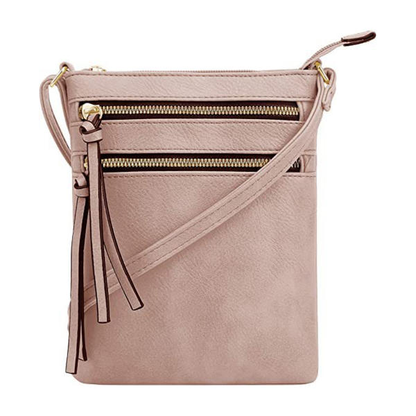 Multiple Zipper Pockets PU Leather Crossbody Bag