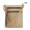 Multiple Zipper Pockets PU Leather Crossbody Bag