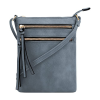 Multiple Zipper Pockets PU Leather Crossbody Bag