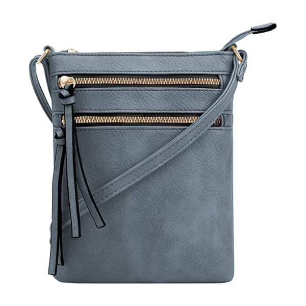 Multiple Zipper Pockets PU Leather Crossbody Bag