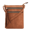 Multiple Zipper Pockets PU Leather Crossbody Bag