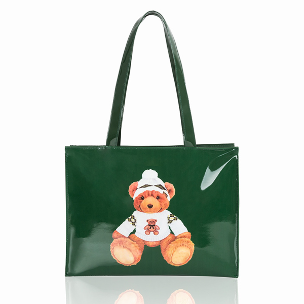 小熊大包绿色_1775532235616.png Waterproof PVC Shopping Tote Bag