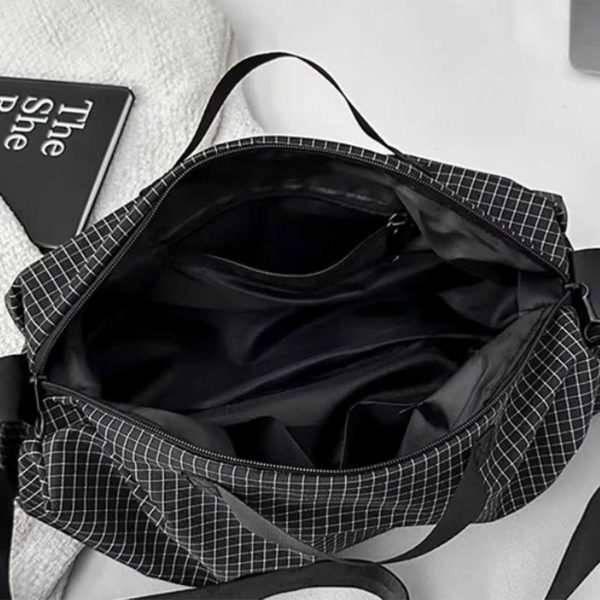 Canvas Checkered Crossbody Shoulder Bag